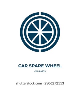 car spare wheel vector icon. car spare wheel, motor, repair filled icons from flat car parts concept. Isolated black glyph icon, vector illustration symbol element for web design and mobile apps