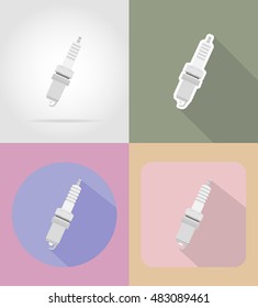 car spark flat icons vector illustration isolated on background