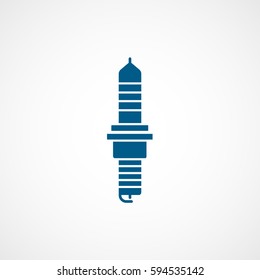 Car Spark Plug Blue Flat Icon On White Background
