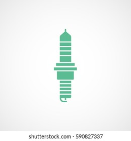 Car Spark Plug Green Flat Icon On White Background