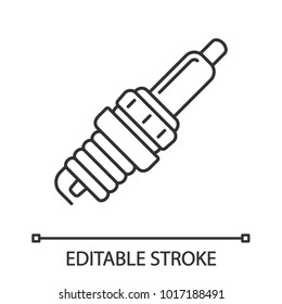 Car spark plug linear icon. Thin line illustration. Contour symbol. Vector isolated outline drawing. Editable stroke
