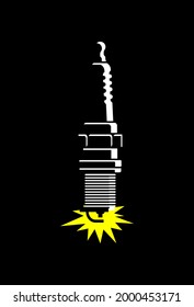 Car spark plug vector icon 