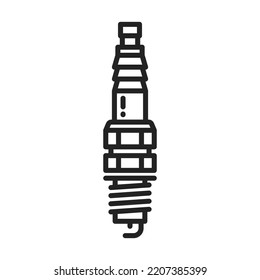 Car Spark Plug Vector Line Icon. Engine Ignition And Automotive Part Symbol