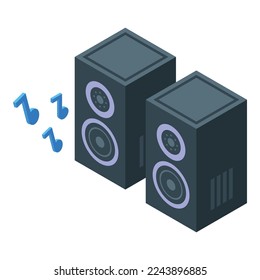 Car speaker icon isometric vector. Movie drive. Festival street