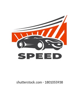 Car speed action logo white background color