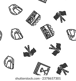 car speed auto race vector seamless pattern thin line illustration