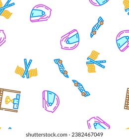 car speed auto race vector seamless pattern thin line illustration