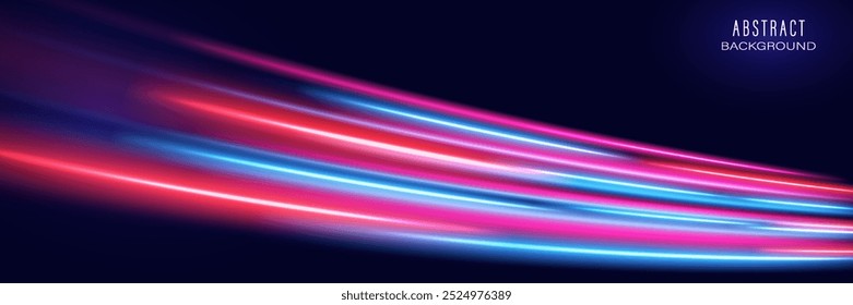 Efecto de velocidad del coche. Rayas de velocidad brillantes azules, rosas y rojas. Ilustración de concepto de alta velocidad.
