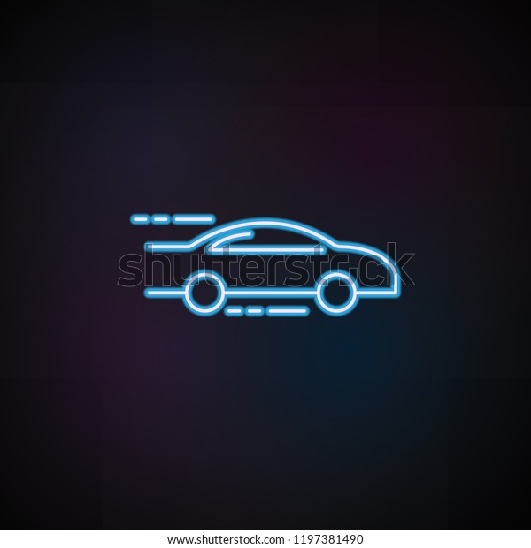 car at speed icon in neon style. One of\
Speed collection icon can be used for UI,\
UX
