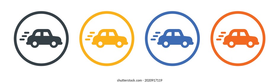 Car speed icon on circle design.