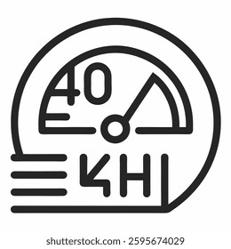 Car speed limiter 40km icon with line art on white background