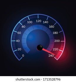 Car speed meter abstract technology drive panel. Dial drive fast on a dark background. vector illustration modern flat design.