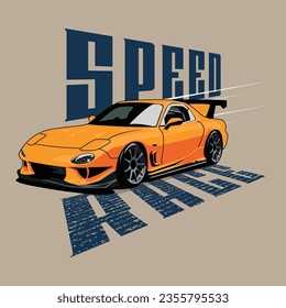 Car Speed Race New York, born to ride, built for speed Race car illustration print racing team trendy fashionable vector t-shirt and apparel design, typography, print, poster. Global swatches.