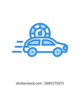 Ícone de teste de velocidade do carro Ilustração do vetor de cor azul