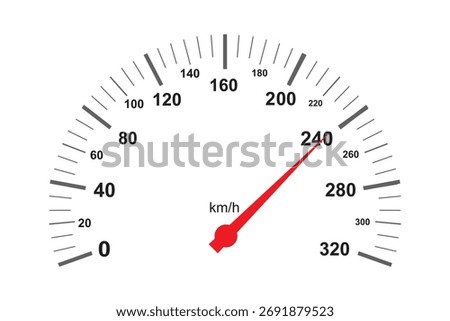 Car speedometer. Auto dashboard with gauge of speed, tachometer, odometer. Icons isolated on transparent background. Panel of meter of fuel, engine rpm and temperature. Sport car
