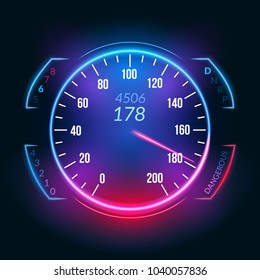 Car Speedometer Dashboard Icon. Speed Meter Fast Race Technology Design Measurement Panel.