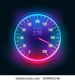 Car speedometer dashboard icon. Speed meter fast race technology design measurement panel.