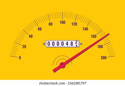 Car speedometer dashboard. Speedometer panel with odometer. Vector illustration