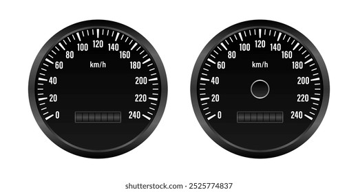 Car Speedometer Dashboard. Car Speed Meter Gauge. Tachometer or Odometer Display. Vector Illustration.