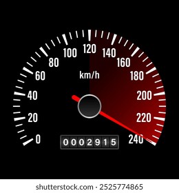 Car Speedometer Dashboard. Car Speed Meter Gauge. Tachometer or Odometer Display. Vector Illustration.