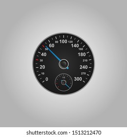 Car Speedometer Dashboard. Speed Metre Panel With Odometer, Miles Counter And Urgency Dial Or Cars Instrument Fast Dashboard.vector Illustration.10 Eps.