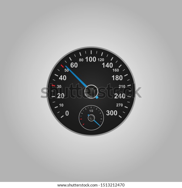 Car speedometer dashboard. Speed\
metre panel with odometer, miles counter and urgency dial or cars\
instrument fast dashboard.vector illustration.10\
eps.