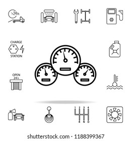 car speedometer icon. Cars service and repair parts icons universal set for web and mobile on colored background