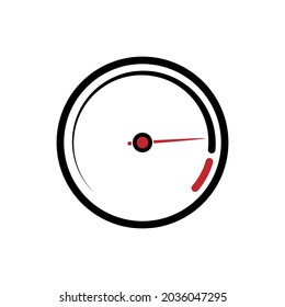 El icono del velocímetro del coche es clásico en un fondo blanco. Una imagen vectorial.