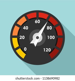 Car speedometer icon. Flat illustration of car speedometer vector icon for web design