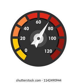 Car speedometer icon. Flat illustration of car speedometer vector icon for web isolated on white