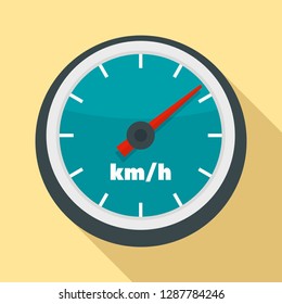 Car speedometer icon. Flat illustration of car speedometer vector icon for web design