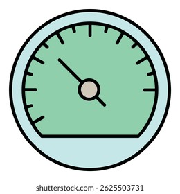 Car speedometer icon. Outline car speedometer vector icon color flat isolated