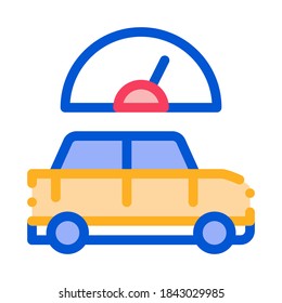 Vector de iconos del velocímetro del coche. Signo del indicador de velocidad del coche de contorno. Ilustración de símbolo de contorno aislado