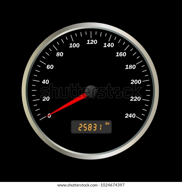 Car speedometer interface. Dashboard panel with\
chrome panel