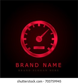 Car speedometer red chromium metallic logo