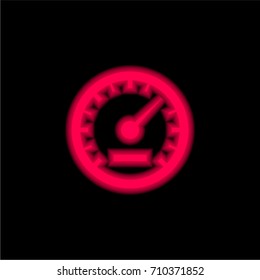 Car speedometer red glowing neon ui ux icon. Glowing sign logo vector