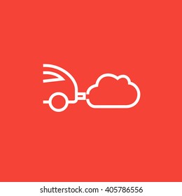 Car spewing polluting exhaust line icon.