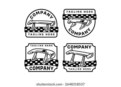 carro spoiler corrida com alta, baixa, lábio e esporte tipos ilustração vetor distintivo logotipo definido para automotivo, corrida, garagem, oficina, veículo, serviço personalizado, reparação, exterior