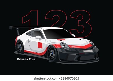 Car Sport Vector Illustration icon and mascot in T shirt
