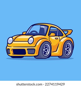 Car Sport Vehicle Cartoon Vector Icon Illustration. Transportation Object Icon Concept Isolated Premium Vector. Flat Cartoon Style