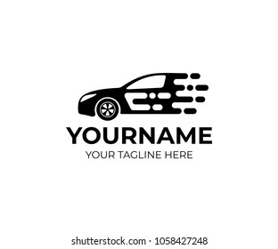 Car and sports vehicle rides on high speed logo template. Auto style car and automotive topics vector design. Car Maintenance illustration