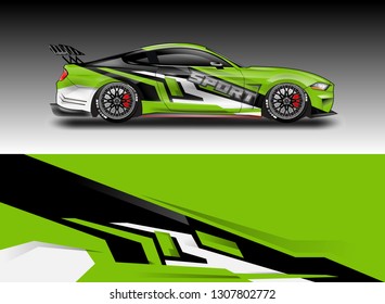 Car sporty wrap decal design vector. Graphic abstract background kit designs for vehicle, race car, rally, livery 