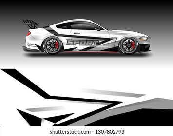 Car sporty wrap decal design vector. Graphic abstract background kit designs for vehicle, race car, rally, livery 