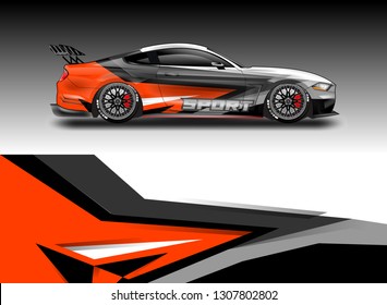 Car sporty wrap decal design vector. Graphic abstract background kit designs for vehicle, race car, rally, livery 