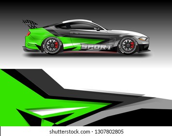 Car sporty wrap decal design vector. Graphic abstract background kit designs for vehicle, race car, rally, livery 