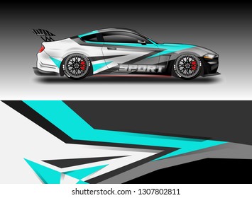 Car Sporty Wrap Decal Design Vector. Graphic Abstract Background Kit Designs For Vehicle, Race Car, Rally, Livery 