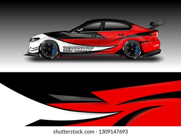 Car sporty wrap decal design vector . Background kit designs for vehicle, race car, rally, livery, simple