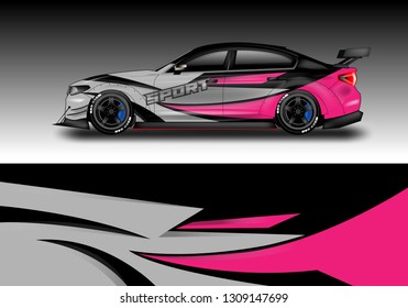 Car sporty wrap decal design vector . Background kit designs for vehicle, race car, rally, livery, simple