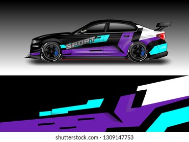 Car sporty wrap decal design vector . Background kit designs for vehicle, race car, rally, livery, simple
