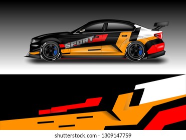 Car sporty wrap decal design vector . Background kit designs for vehicle, race car, rally, livery, simple